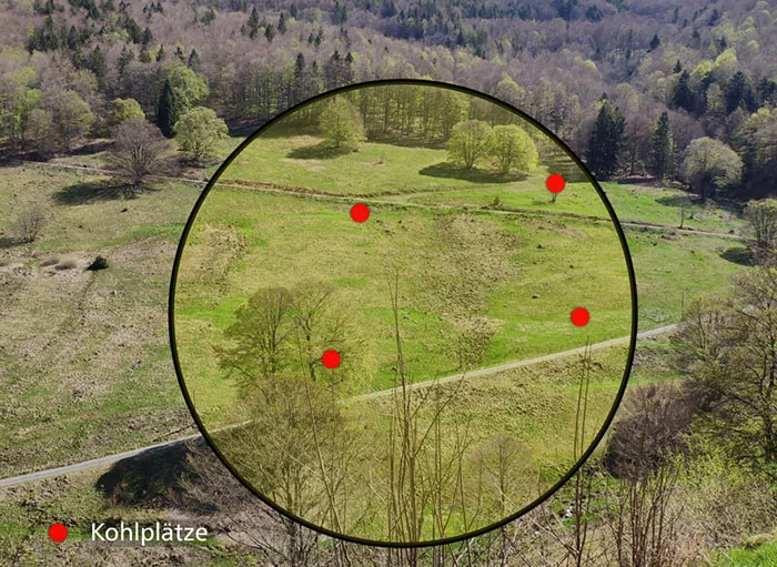Historische Kohlplätze auf der Jungviehweidebeim Leopoldstollen